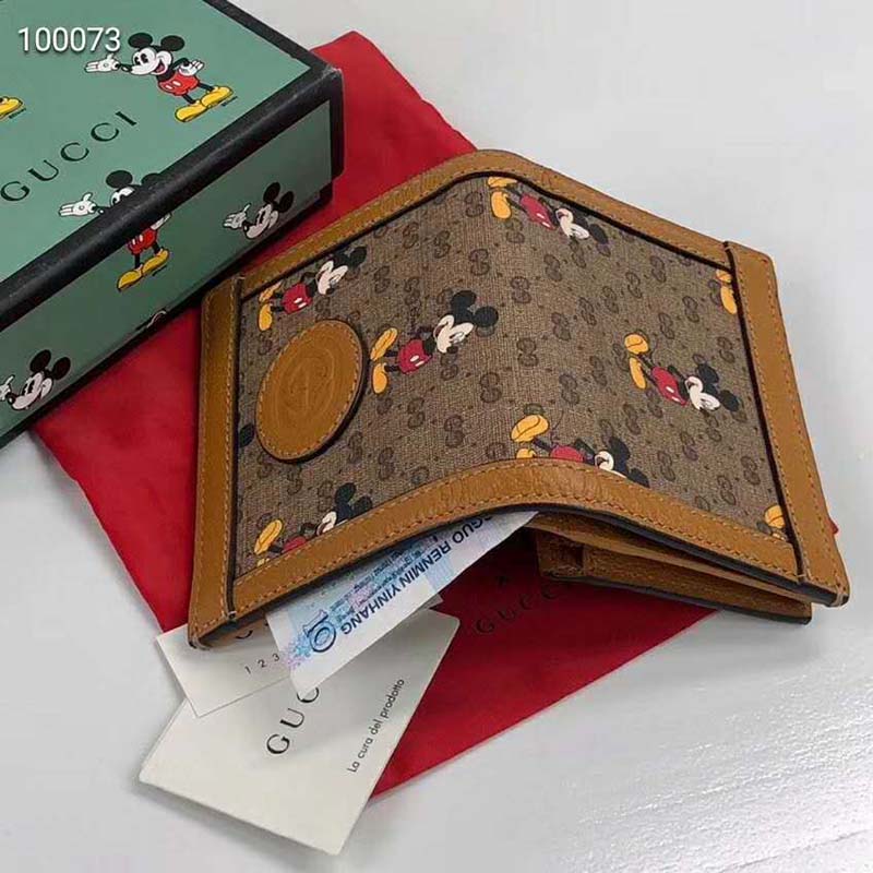 G*u*i gg unisex disney x G*u*i card case wallet-brown