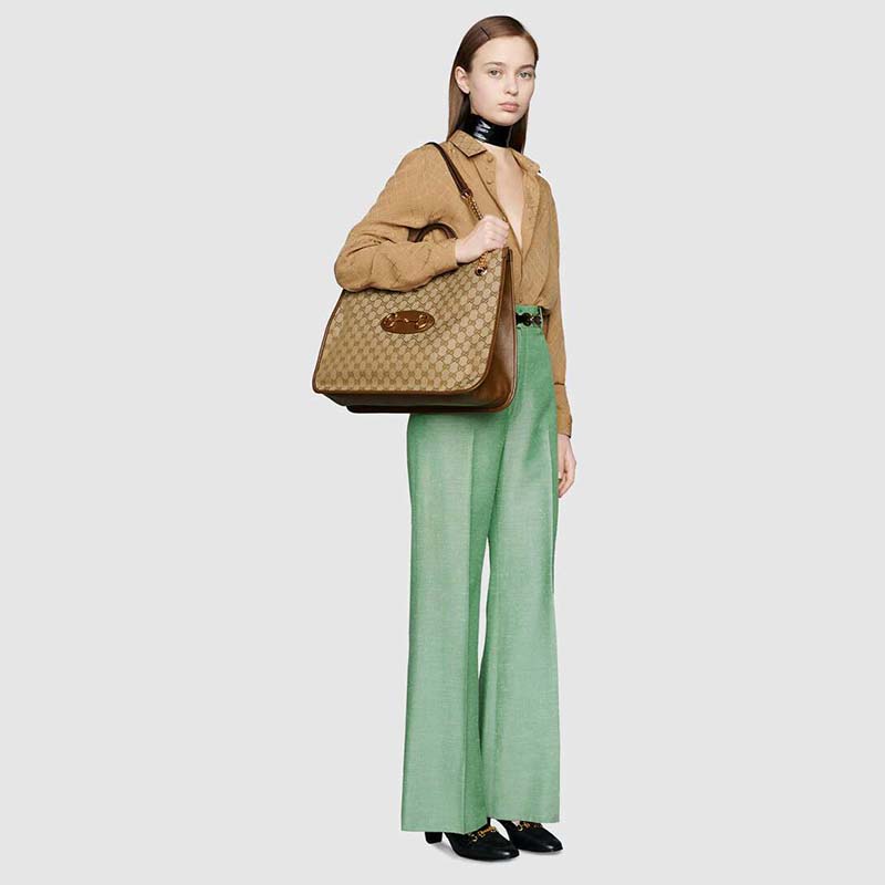 G*u*i gg unisex G*u*i 1955 horsebit large tote bag-brown