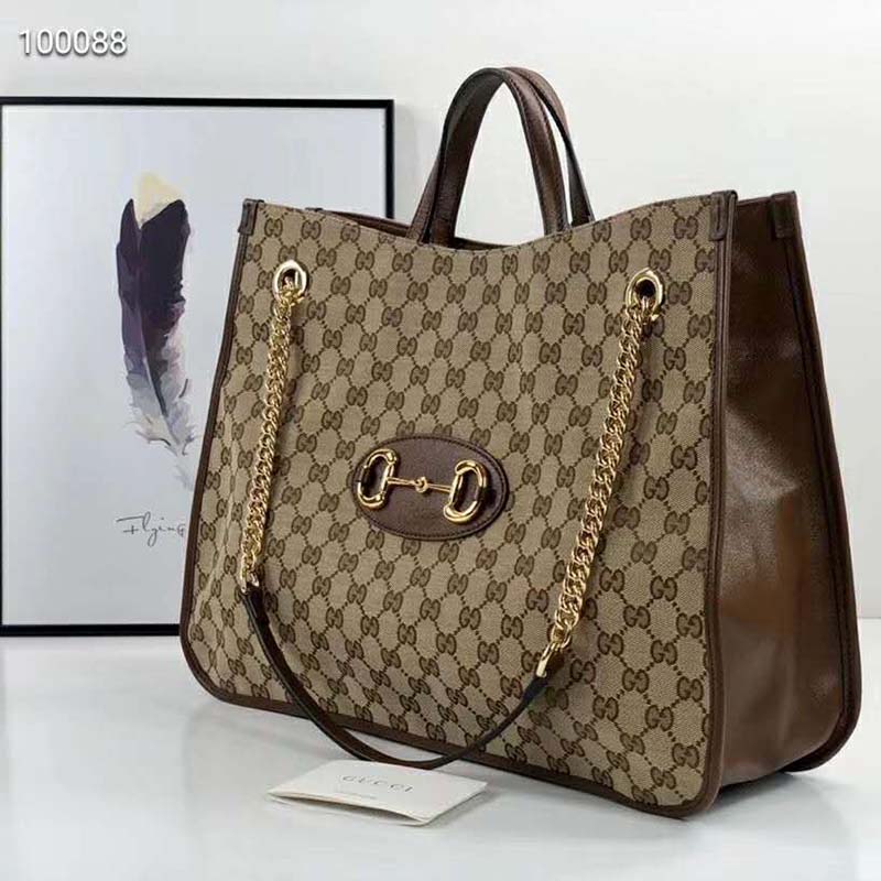 G*u*i gg unisex G*u*i 1955 horsebit large tote bag-brown