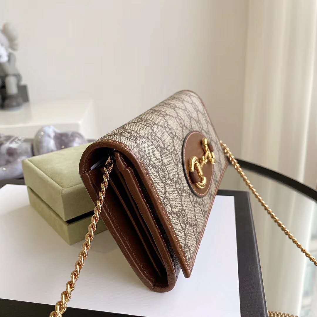 G*u*i gg unisex G*u*i 1955 horsebit wallet with chain-brown