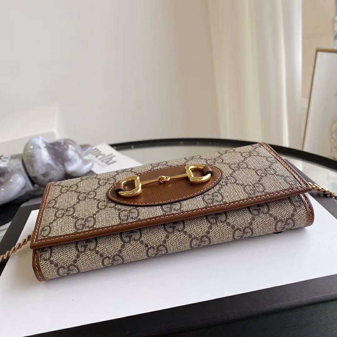 G*u*i gg unisex G*u*i 1955 horsebit wallet with chain-brown