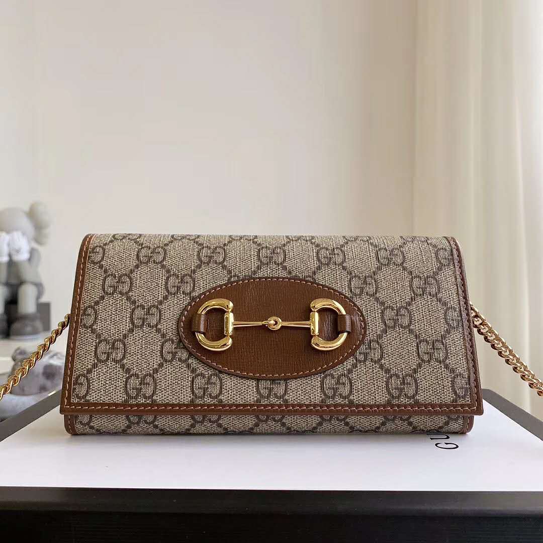 G*u*i gg unisex G*u*i 1955 horsebit wallet with chain-brown