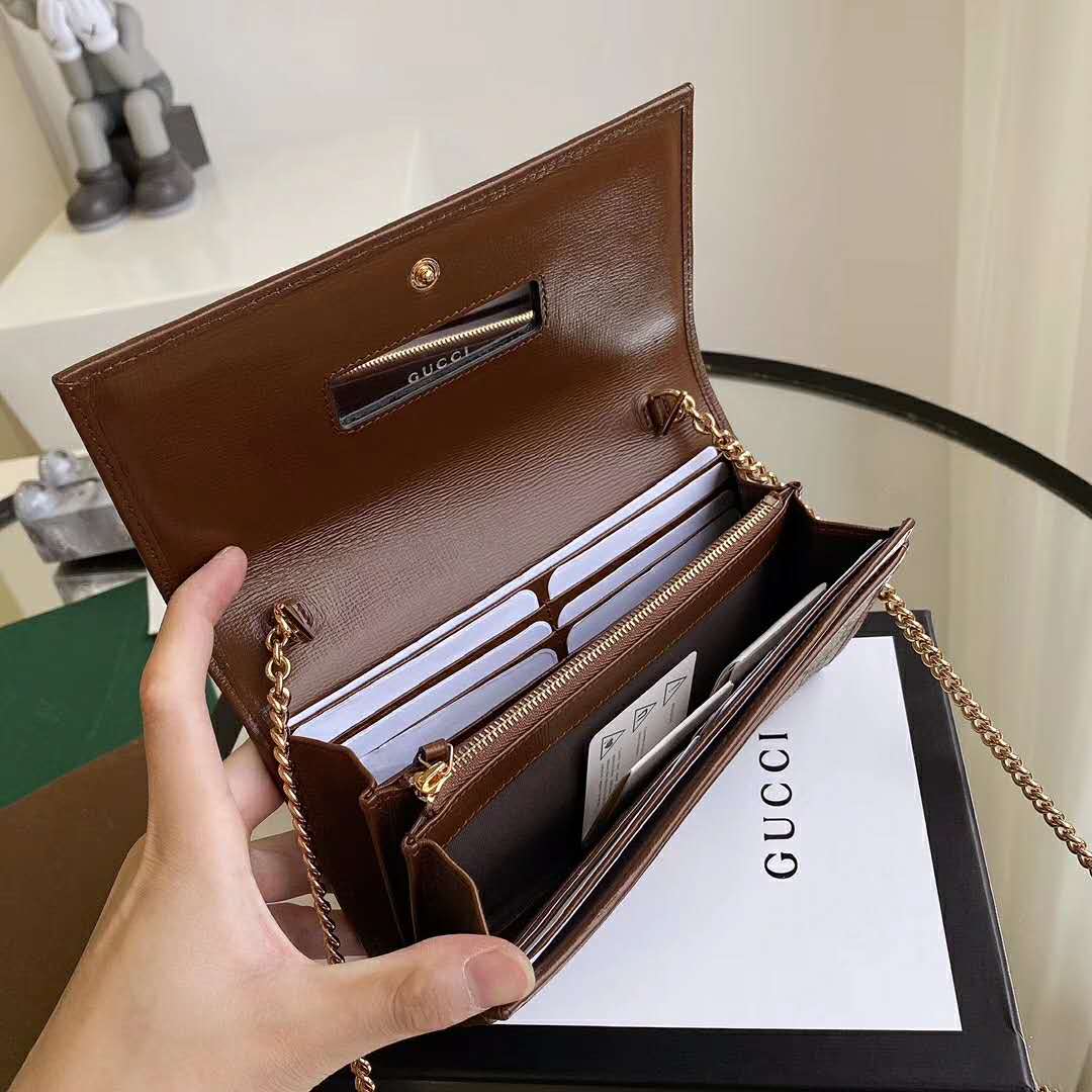 G*u*i gg unisex G*u*i 1955 horsebit wallet with chain-brown