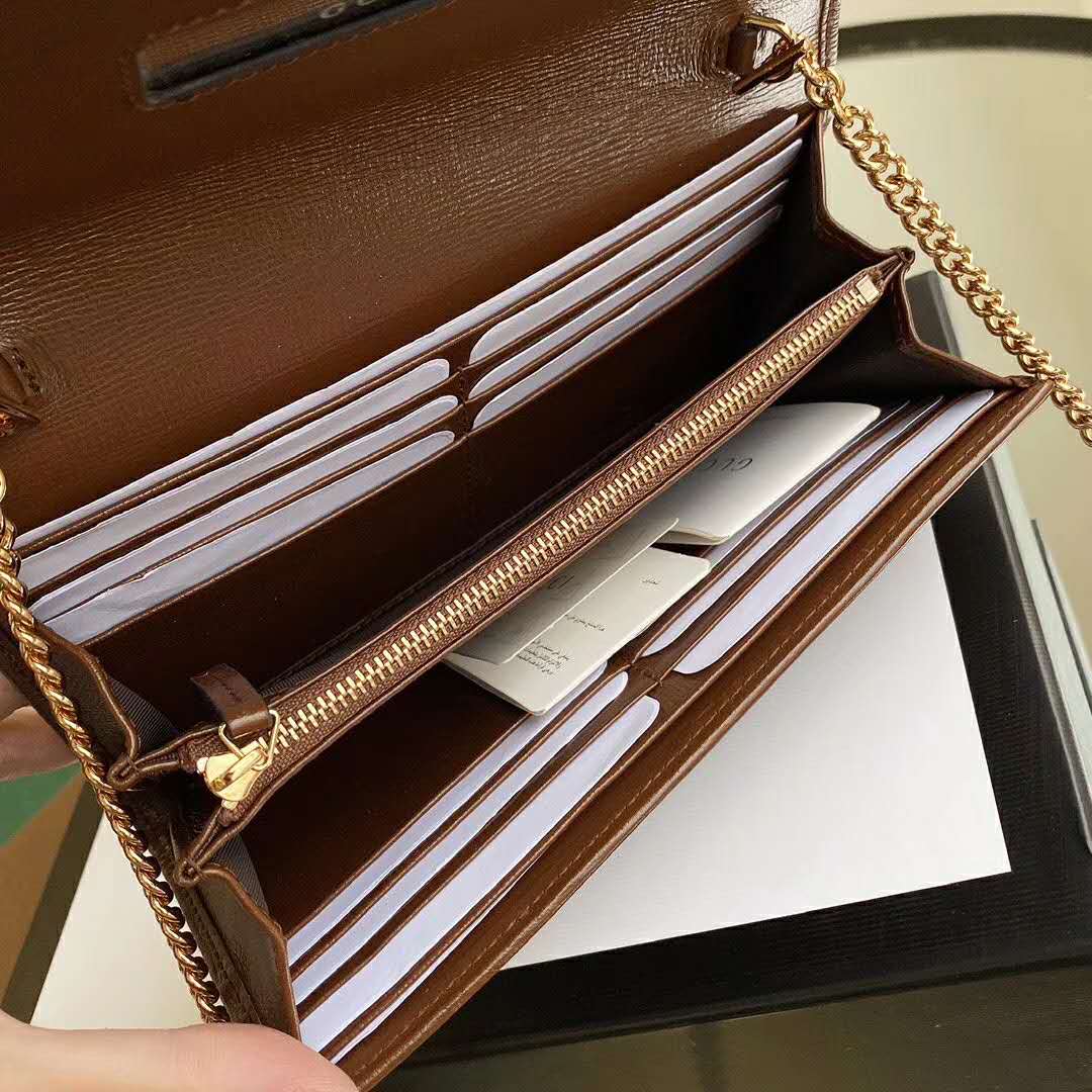 G*u*i gg unisex G*u*i 1955 horsebit wallet with chain-brown