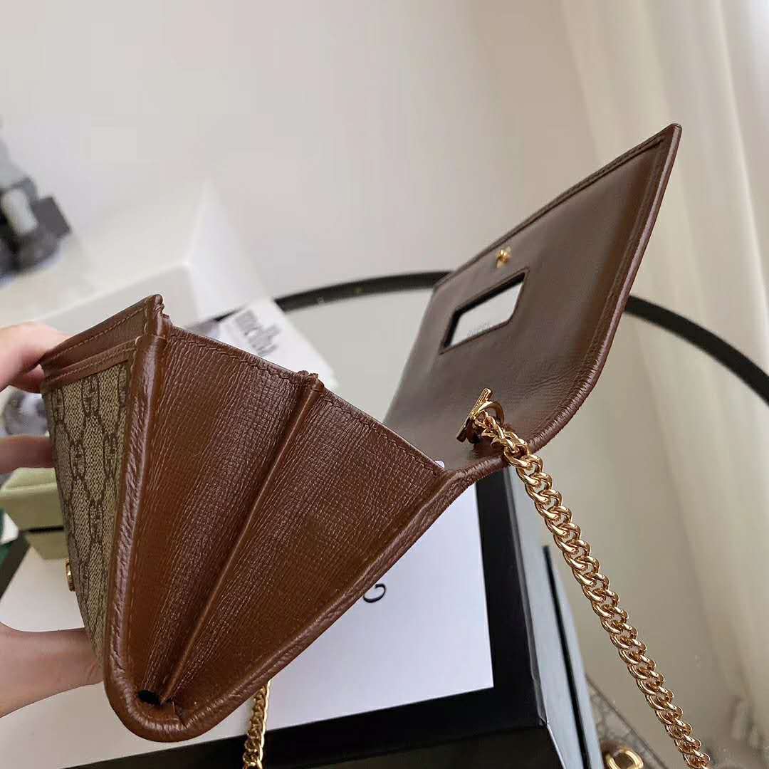 G*u*i gg unisex G*u*i 1955 horsebit wallet with chain-brown