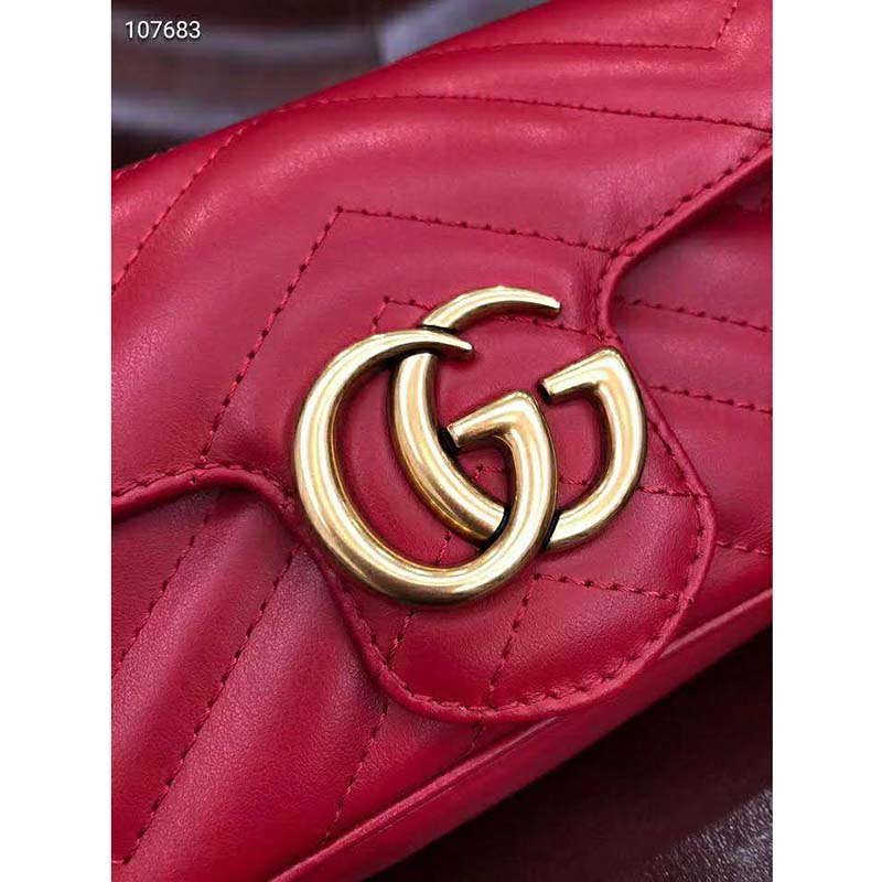 G*u*i gg women gg marmont matelassé leather super mini bag-red