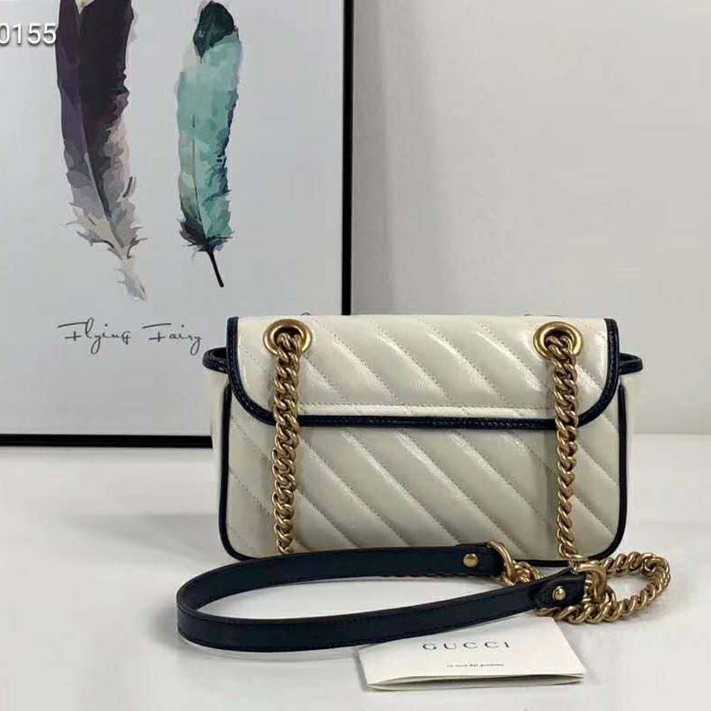 G*u*i gg women gg marmont small shoulder bag white diagonal matelassé quilted