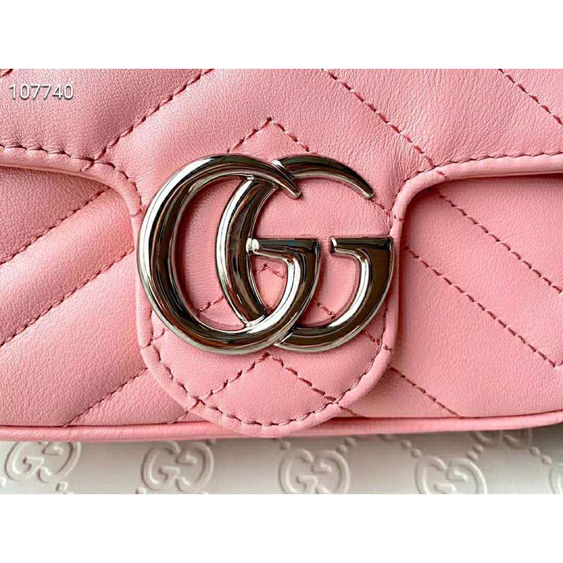 G*u*i gg women gg marmont super mini bag pink matelassé chevron