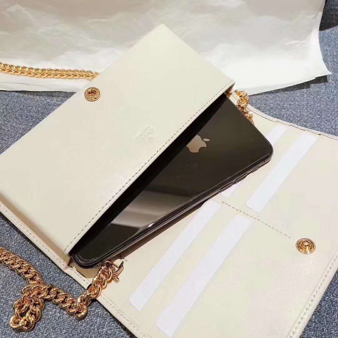 G*u*i gg women G*u*i 1955 horsebit wallet with chain-white
