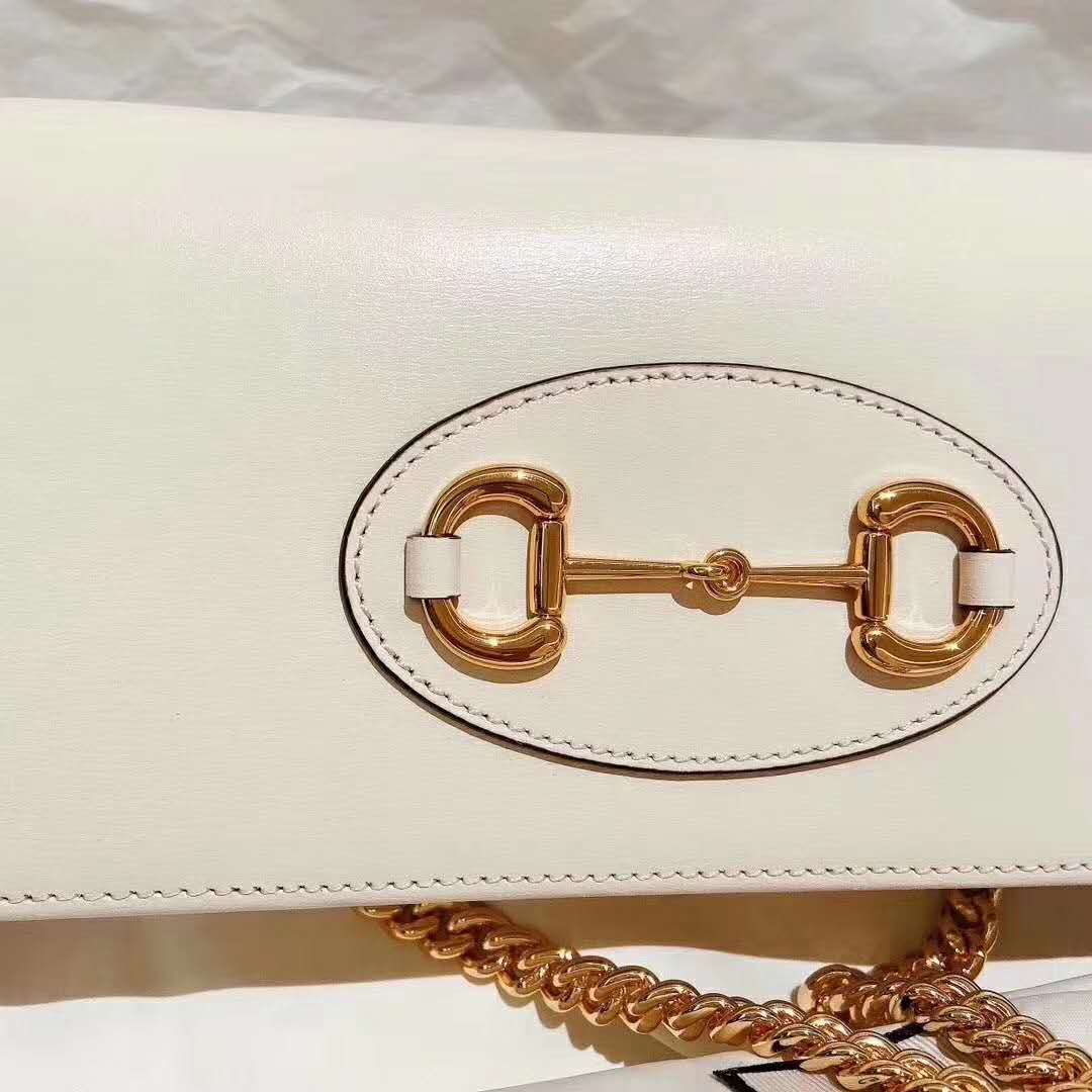 G*u*i gg women G*u*i 1955 horsebit wallet with chain-white