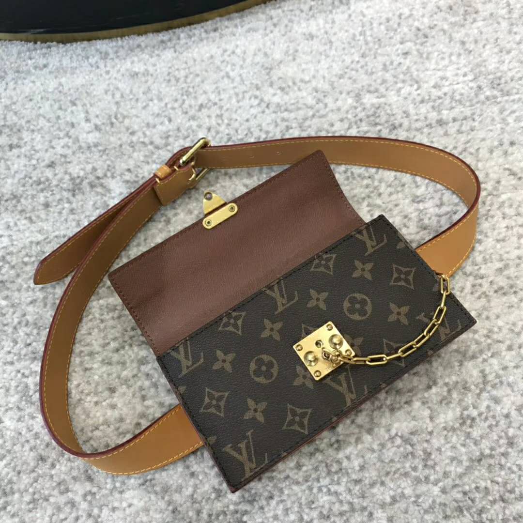 Louis Vuitton LV Unisex S Lock Belt Pouch GM PM MM-Brown