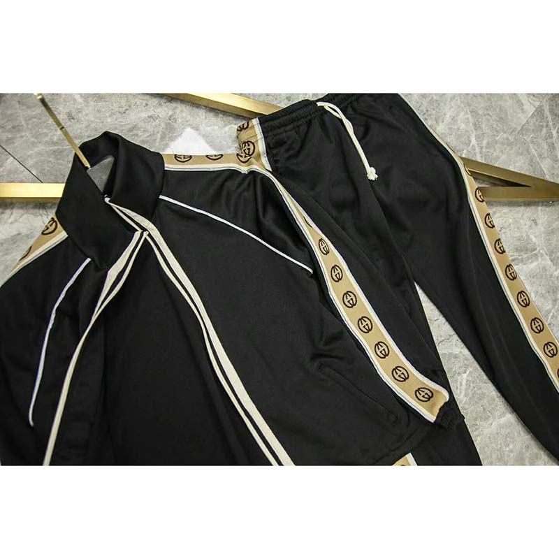 G*u*i gg men oversize technical jersey jacket interlocking g-black