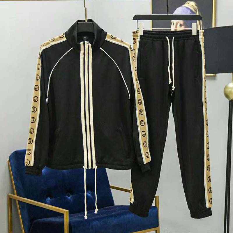 G*u*i gg men oversize technical jersey jacket interlocking g-black