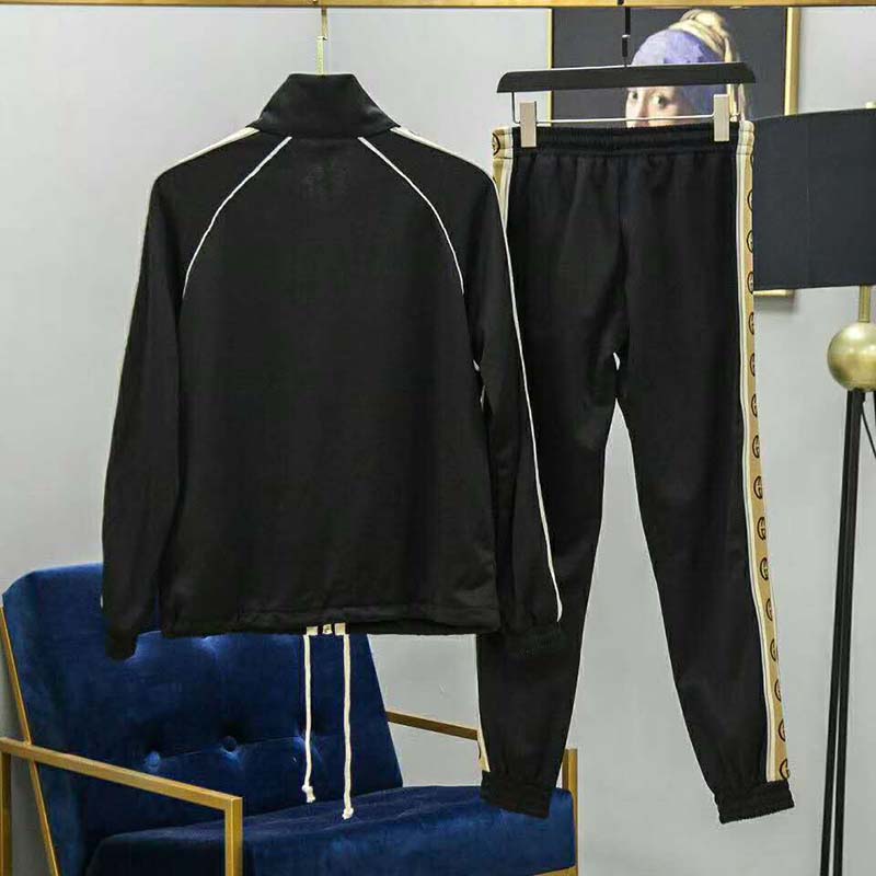 G*u*i gg men oversize technical jersey jacket interlocking g-black