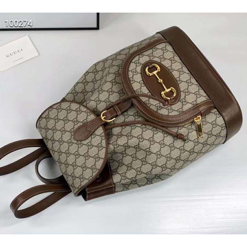 G*u*i gg unisex G*u*i 1955 horsebit backpack beige/ebony supreme canvas