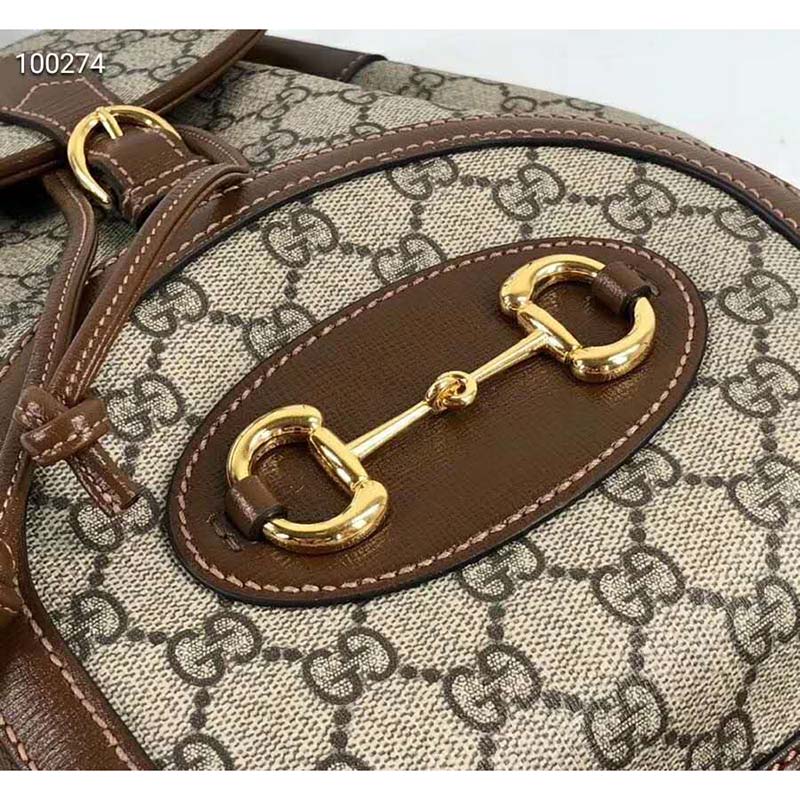 G*u*i gg unisex G*u*i 1955 horsebit backpack beige/ebony supreme canvas