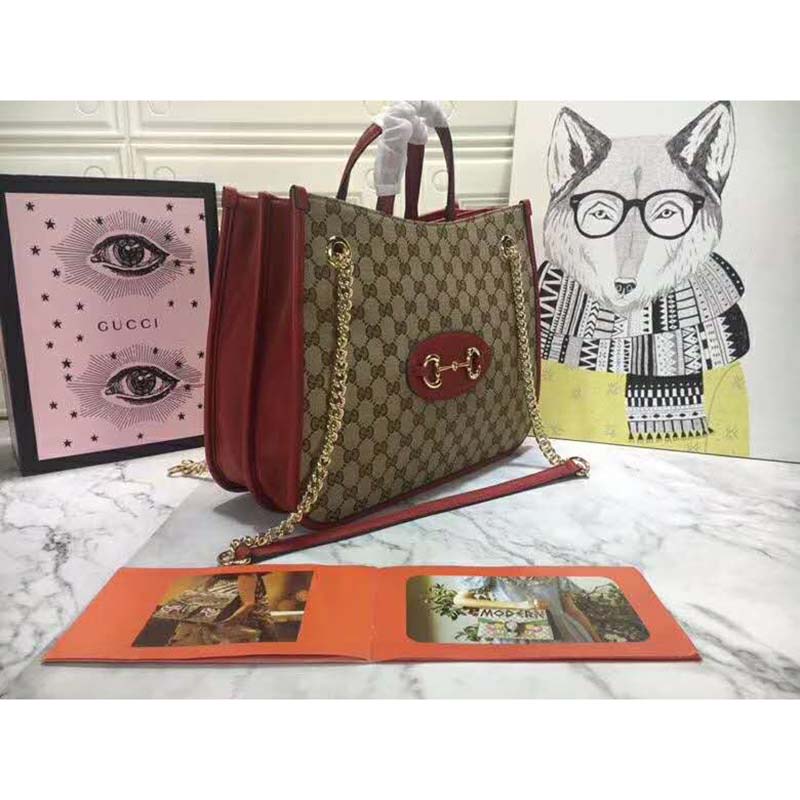 G*u*i gg unisex G*u*i 1955 horsebit large tote bag-red
