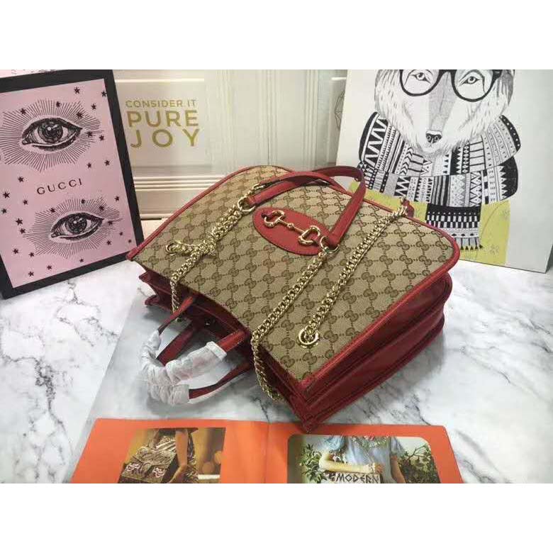 G*u*i gg unisex G*u*i 1955 horsebit large tote bag-red