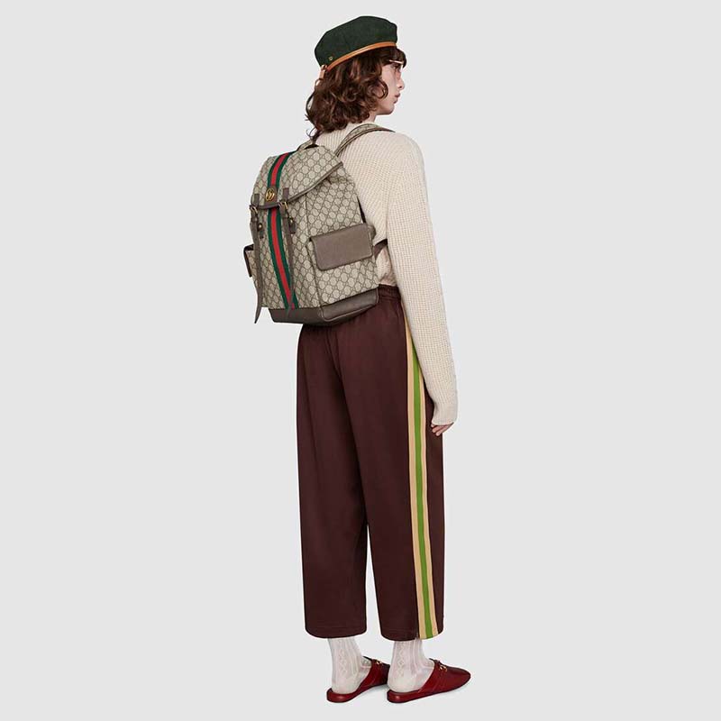 G*u*i gg unisex ophidia gg medium backpack beige/ebony supreme canvas