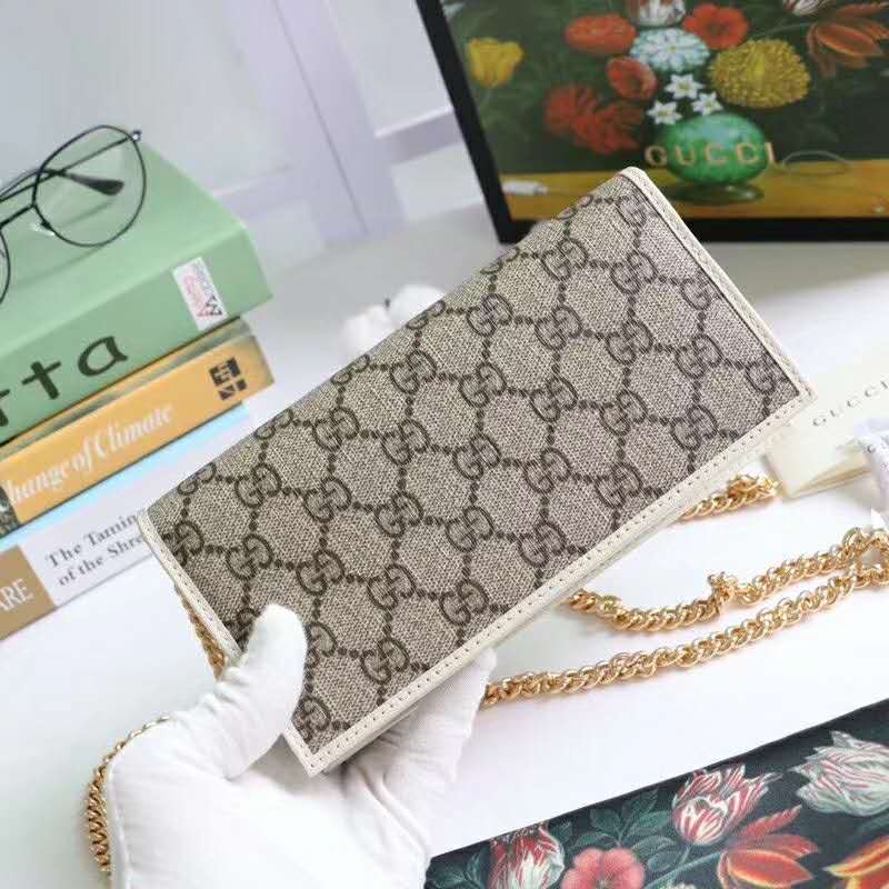 G*u*i gg unisex G*u*i 1955 horsebit wallet with chain-white