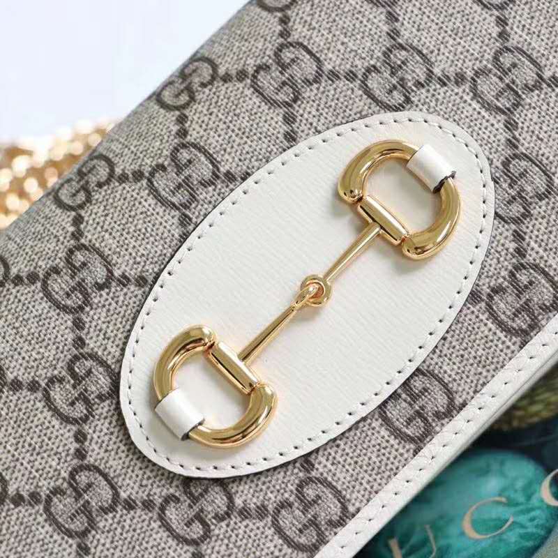 G*u*i gg unisex G*u*i 1955 horsebit wallet with chain-white