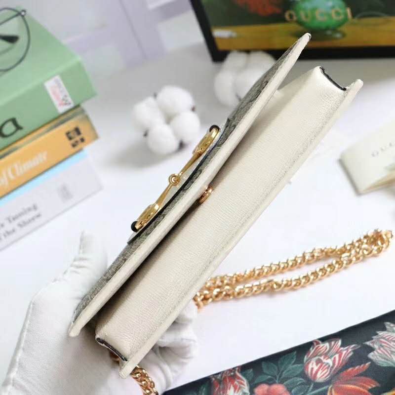 G*u*i gg unisex G*u*i 1955 horsebit wallet with chain-white