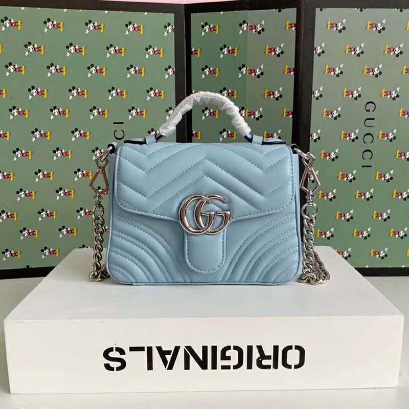 G*u*i gg women gg marmont mini top handle bag-blue