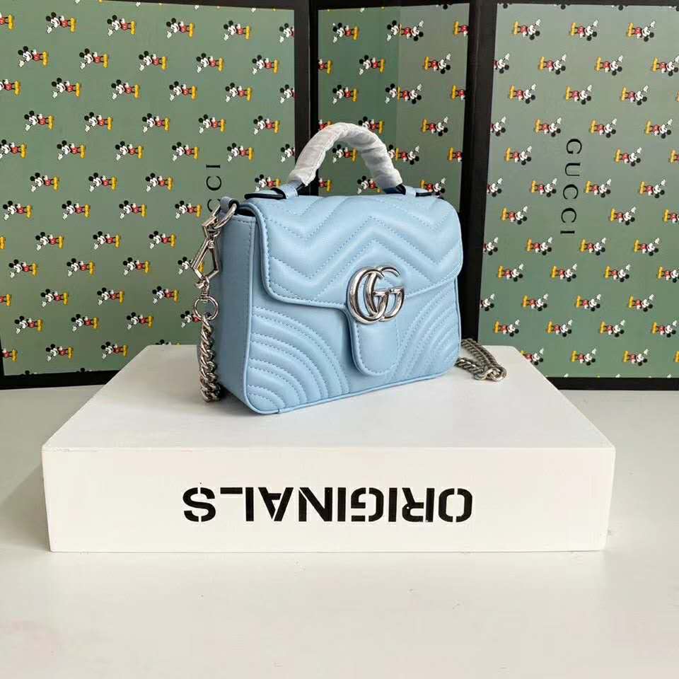 G*u*i gg women gg marmont mini top handle bag-blue