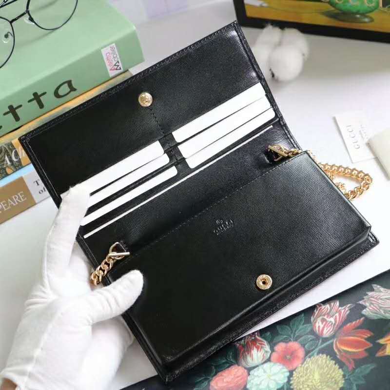 G*u*i gg women G*u*i 1955 horsebit wallet with chain-black