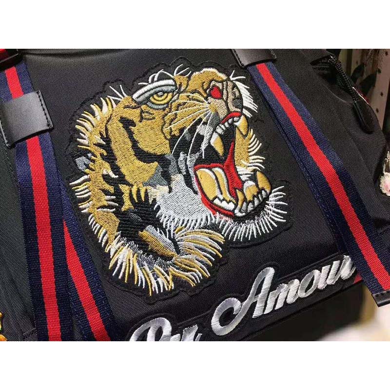 G*u*i gg unisex backpack with embroidery black techno canvas