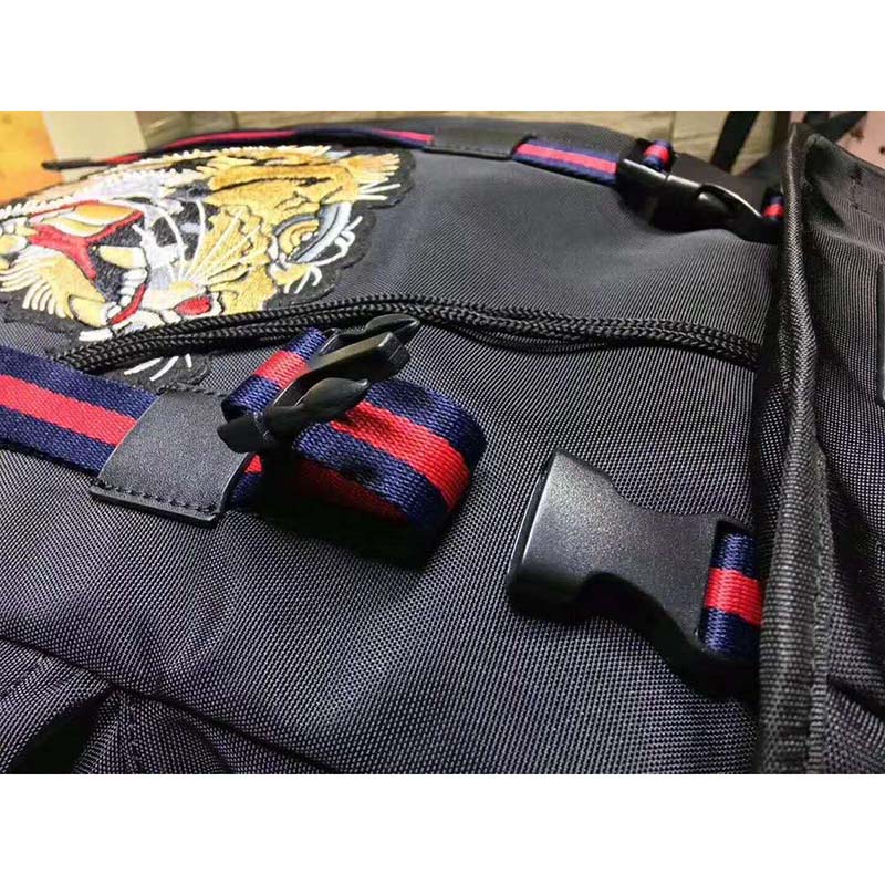 G*u*i gg unisex backpack with embroidery black techno canvas