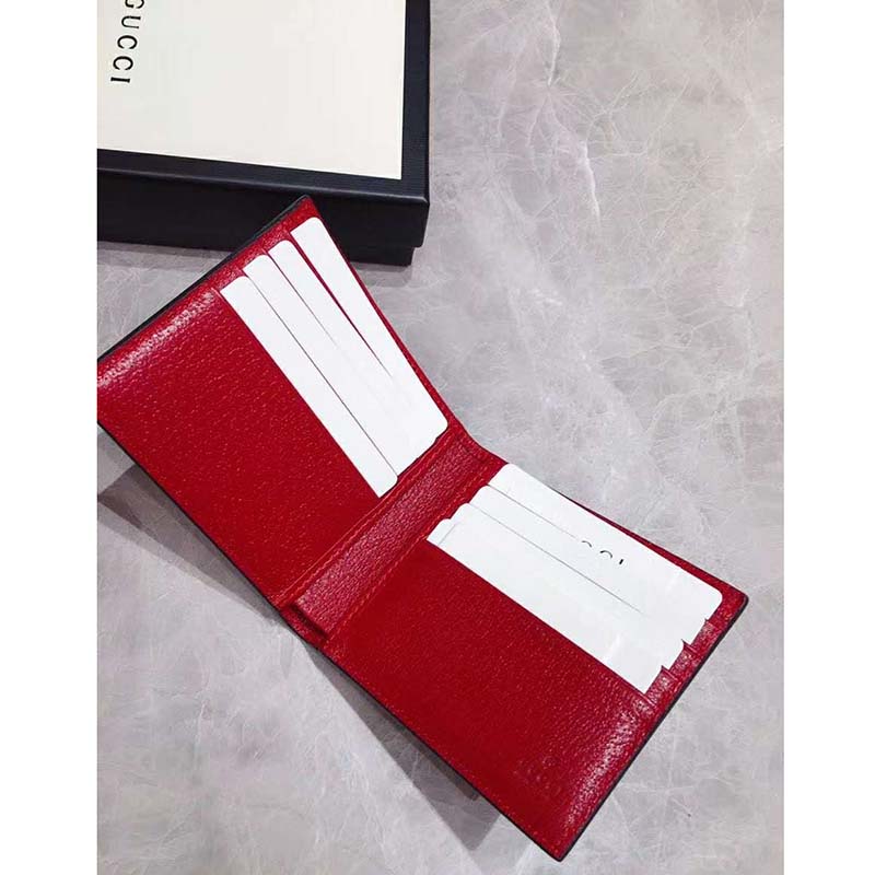 G*u*i gg unisex baiadera stripe canvas bi-fold wallet-red