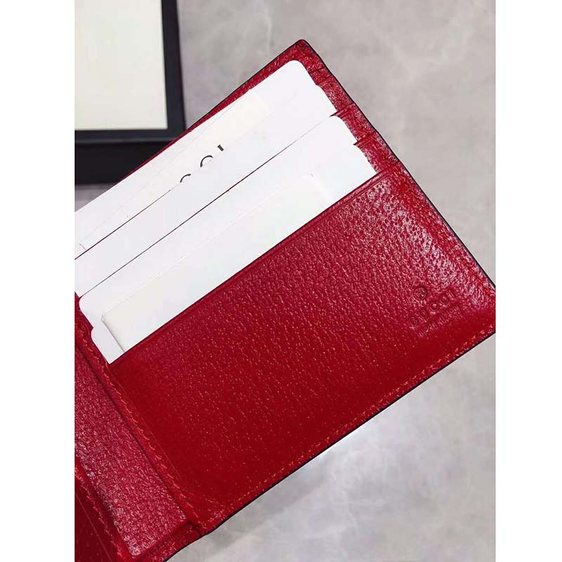 G*u*i gg unisex baiadera stripe canvas bi-fold wallet-red