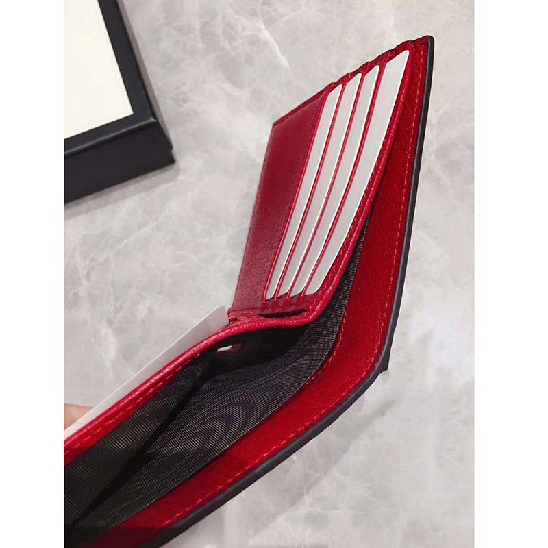 G*u*i gg unisex baiadera stripe canvas bi-fold wallet-red