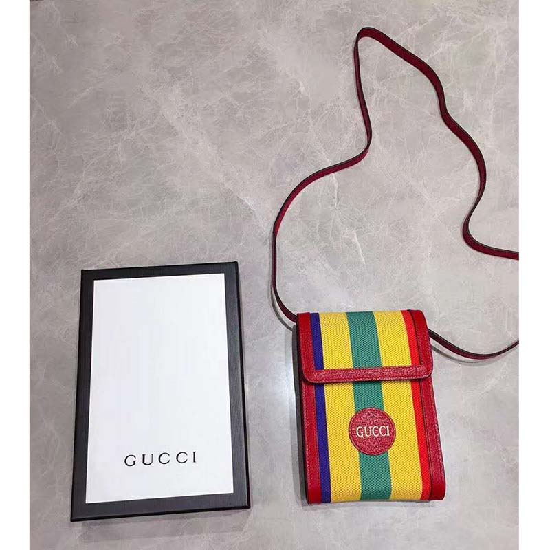 G*u*i gg unisex baiadera stripe canvas mini bag stripe print
