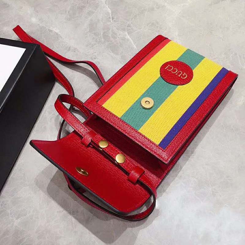 G*u*i gg unisex baiadera stripe canvas mini bag stripe print