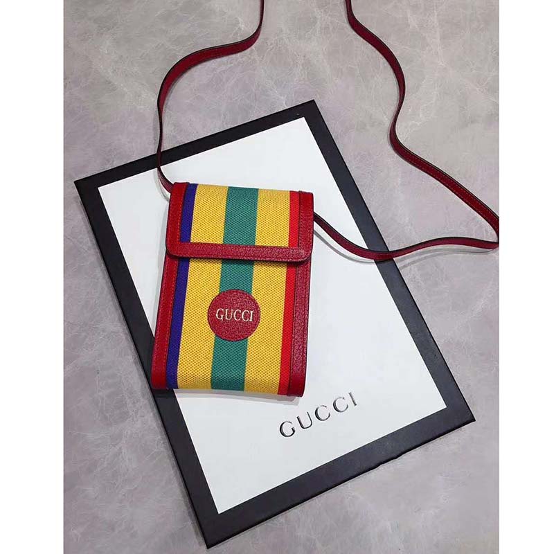 G*u*i gg unisex baiadera stripe canvas mini bag stripe print