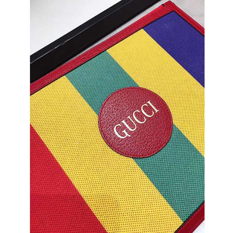 G*u*i gg unisex baiadera stripe canvas pouch G*u*i script logo