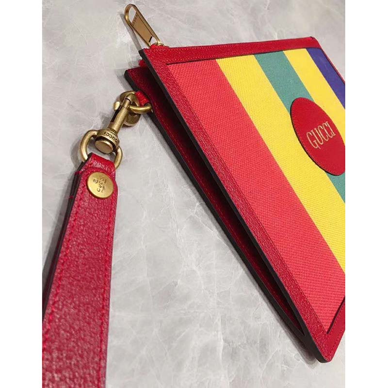 G*u*i gg unisex baiadera stripe canvas pouch G*u*i script logo