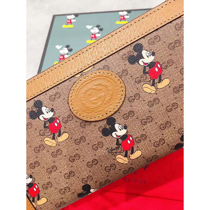 G*u*i gg unisex disney x G*u*i zip around wallet-brown