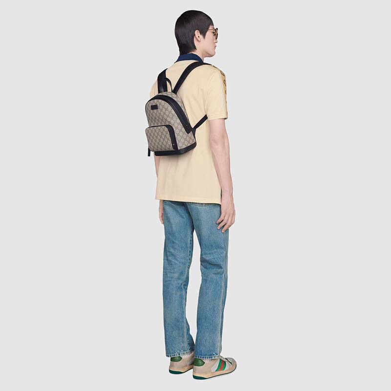 G*u*i gg unisex eden small backpack beige/ebony gg supreme canvas