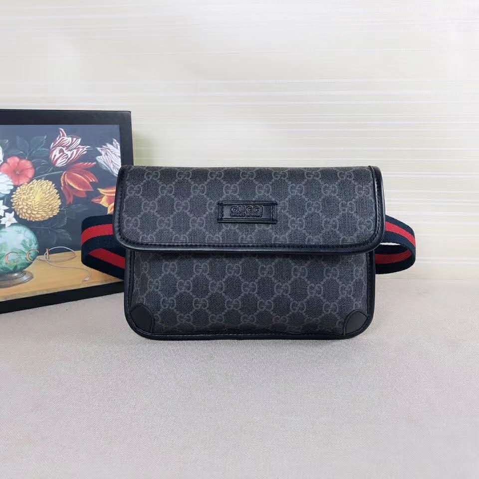 G*u*i gg unisex gg black belt bag gg supreme canvas