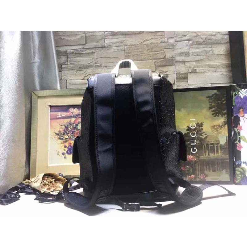 G*u*i gg unisex gg embossed backpack black gg embossed leather