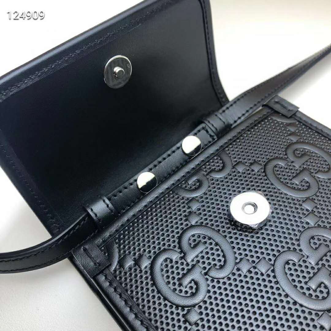 G*u*i gg unisex gg embossed mini bag black embossed leather