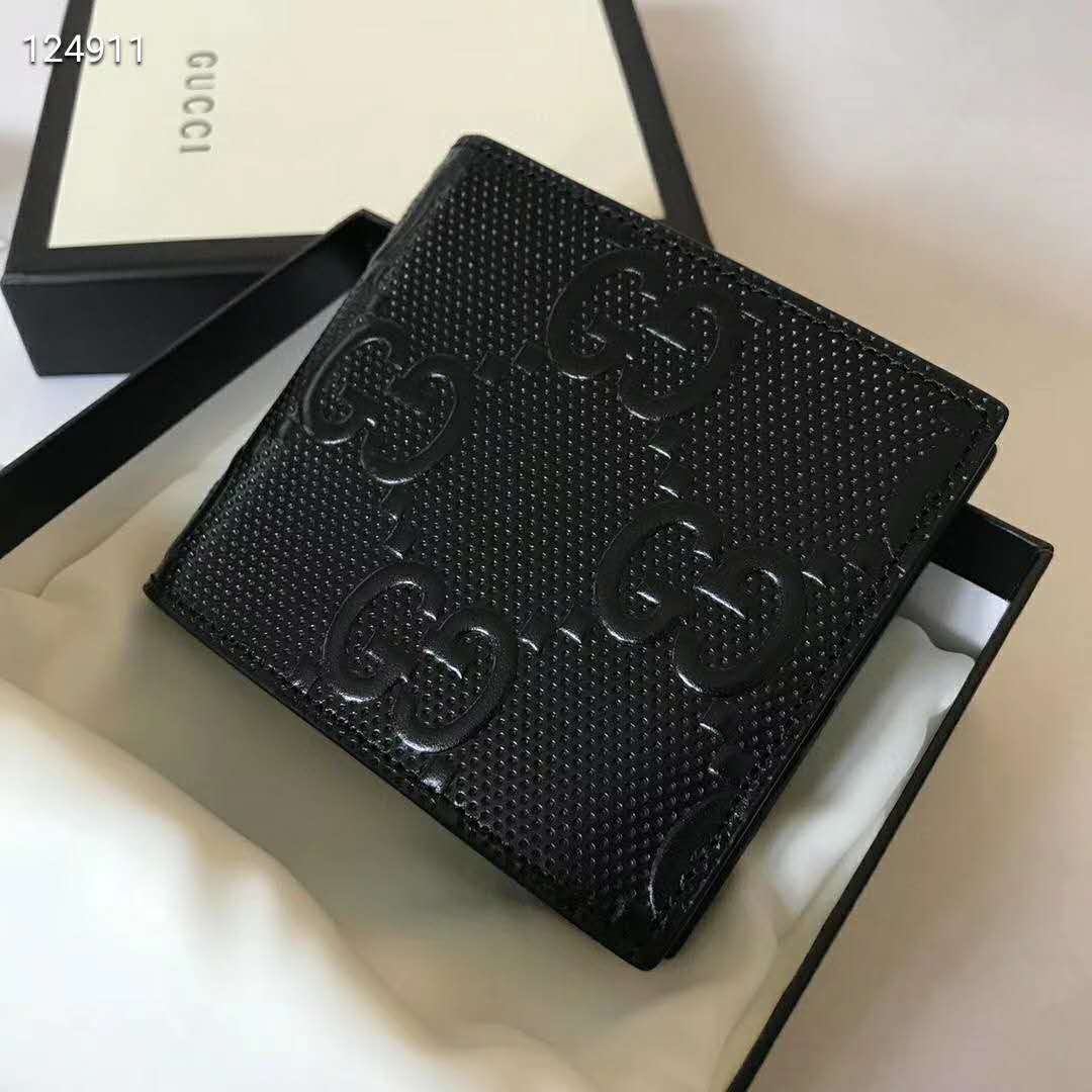 G*u*i gg unisex gg embossed wallet black gg embossed leather
