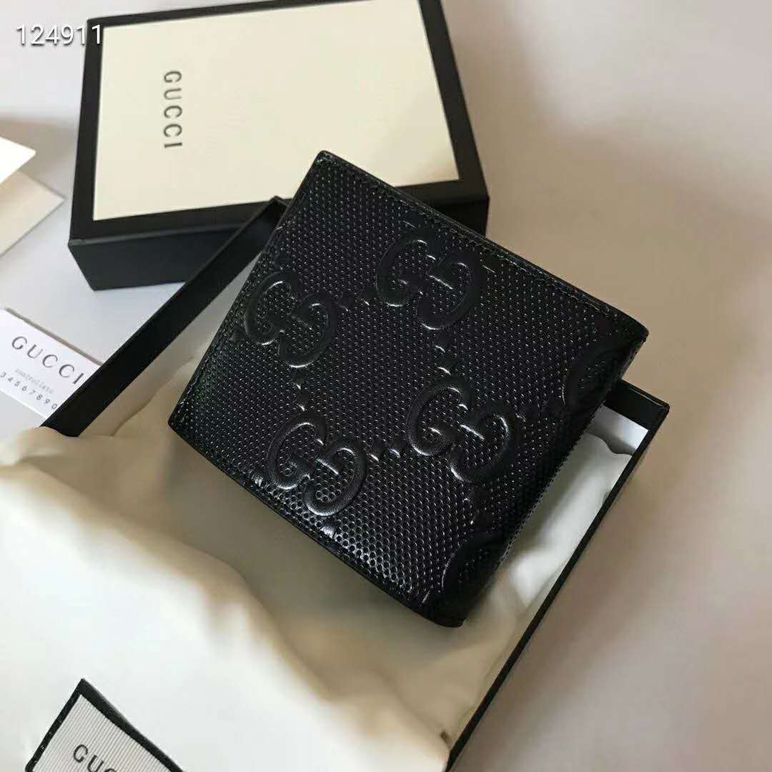 G*u*i gg unisex gg embossed wallet black gg embossed leather