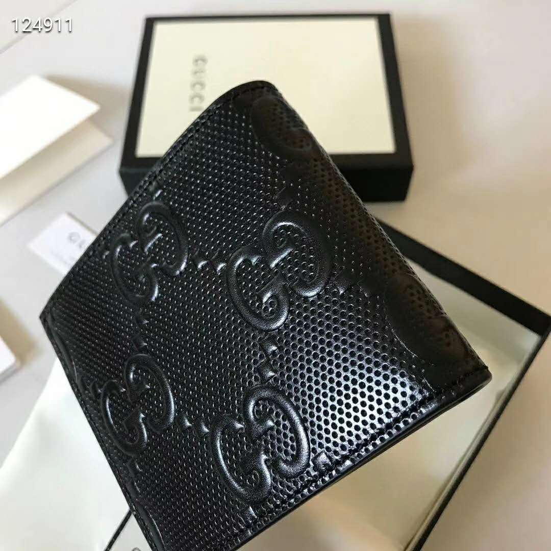 G*u*i gg unisex gg embossed wallet black gg embossed leather