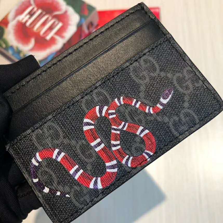 G*u*i gg unisex kingsnake print gg supreme card case-black