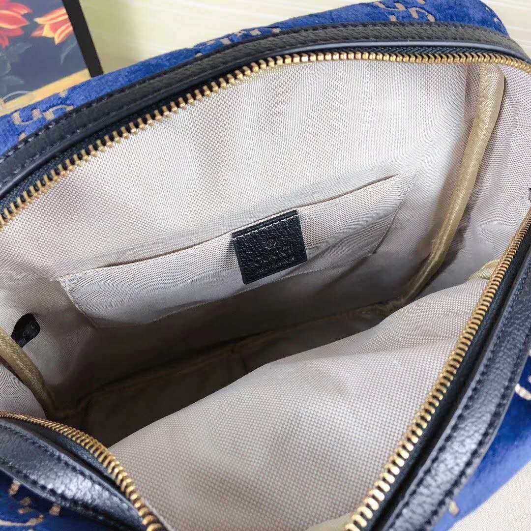 G*u*i gg unisex small gg velvet backpack blue beige gg velvet