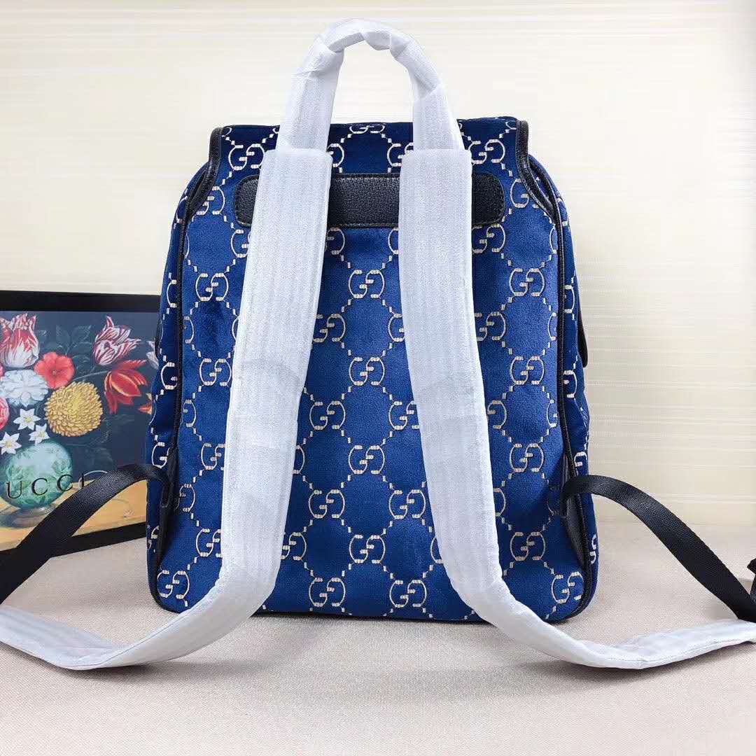 G*u*i gg unisex small gg velvet backpack blue beige gg velvet